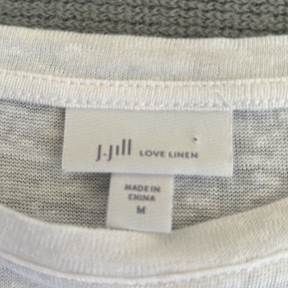 J. Jill Womens 100% Linen White Flutter Sleeve Top Blouse Tee Size M Scoop Neck - Picture 6 of 7